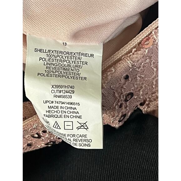 Women’s Fancy Pink Lace Top with Black Balloon Mini Skirt Dress Party Cocktail - Picture 8 of 8